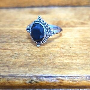 Garnet & Sterling Silver Ring